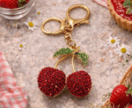 Sparkling Cherry Charm Keychain - Image 