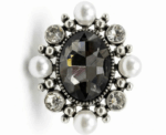 Luxury Crystal And Pearl Jeweled Button Sew On 2.5 X 2 Cm Brooch - Image 
