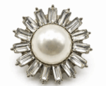 Pearl And Baguette Crystal Halo Button Sew On 2.2 Cm - Image 