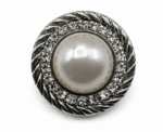 Silver Rope And Pearl Jewel Button Sew On - Image 