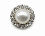 Classic Pearl And Crystal Halo Button Sew On Silver - Image 