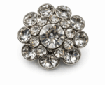 Silver Crystal Sunburst Jewel Button Sew On - Image 