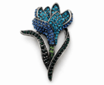 Crystal Pave Tulip Brooch Red Or Blue - Image 
