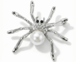 Pearl And Crystal Spider Brooch Gold Or Silver - Image 