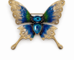 Ethereal Butterfly Brooch Hand Painted Enamel And Crystal Swallowtail Pin - Image 