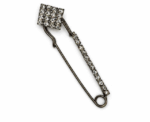 Crystal Square Head Safety Pin Brooch Geometric Pave Kilt Pin Gold Or Gunmetal - Image 