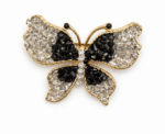 Crushed Crystal Butterfly Brooch Collection Gold Tone Geode Style Pin 3 Colors - Image 