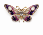 Vintage Style Enamel And Rhinestone Butterfly Brooch - Image 