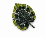 Pave Crystal Monstera Leaf Brooch Gunmetal Tropical Palm Pin 3 Colors - Image 