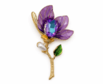 Magnolia Flower Brooch With Pearl Accent - Image 