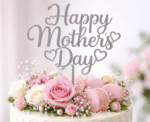 Happy Mother's Day Cake Topper in Silver - Image 