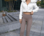 Fleece Legging In Beige - Image 