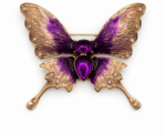 Ethereal Butterfly Brooch Hand Painted Enamel And Crystal Swallowtail Pin - Image 
