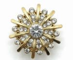 Gold Crystal Starburst Button Cover Spiked Radiant Cache Bouton Brooch - Image 