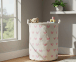 Hearts Printed Storage Basket - Image 