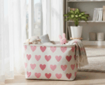Hearts Printed Storage Basket - Image 