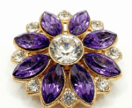 Crystal Flower Button Covers Jewel Tone Shirt Embellishments 2.5 Cm Brooch - Image 