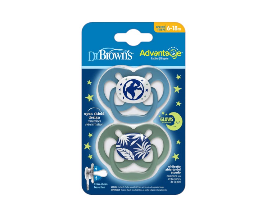 DRBPA22004_1 Dr. Brown’s Advantage Soothers - 6-18m Glow Blue - Image 1