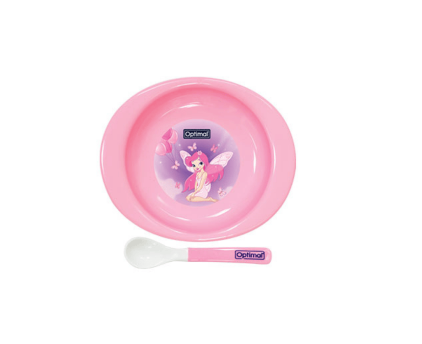 Feeding Plate With Silicone Tip Spoon 4m+ Pink Feeding Plate With Silicone Tip Spoon 4m+ Pink - Image 1