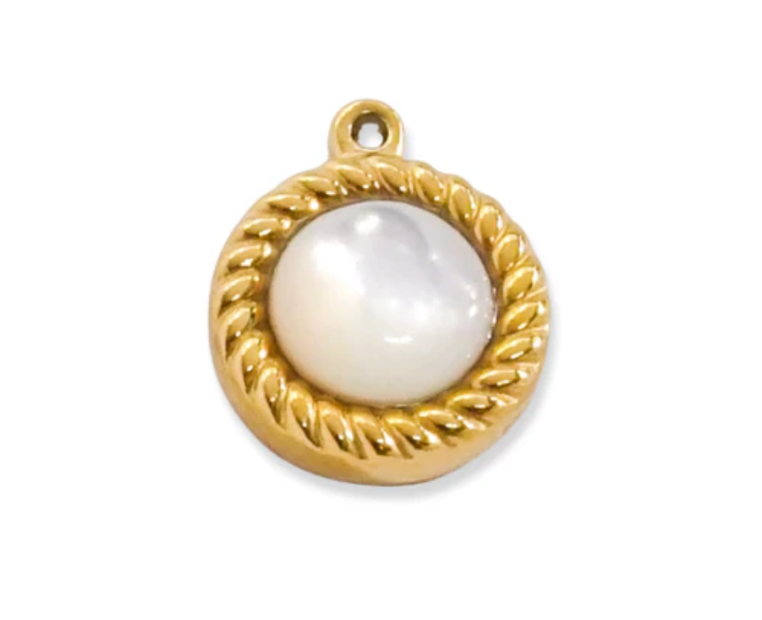 Handmade Blue Bracelet (35) White Stone Charm - Image 1