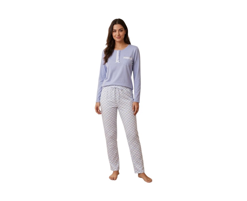 IMG-20260312-WA0219 Perla Women’s Multi-Size Cotton Pyjama - Blue - Image 1
