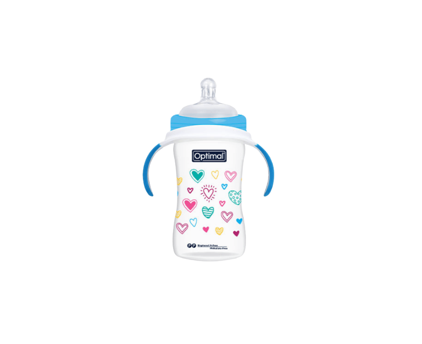 Optimal Extra Wide Neck Feeding Bottle With Handle 240ml Optimal Extra Wide Neck Feeding Bottle With Handle 240ml - Image 1