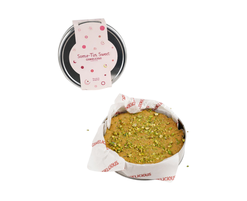 Pistachio cookie Tin box Pistachio Chocolate Chip Cookie Tin With Creamy Filling - Image 1