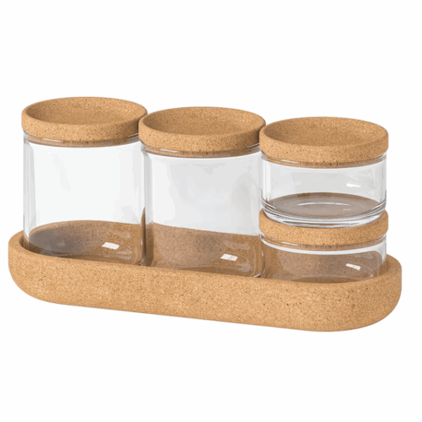 IKEA Jar with lid and tray, set of 5, glass cork