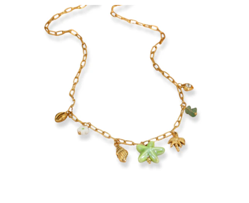 Untitled design (23) Green Starfish Charms Necklace - Image 1