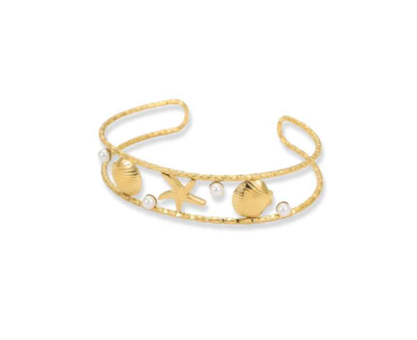 Untitled design (37) Shells & Pearls Bangle - Image 1