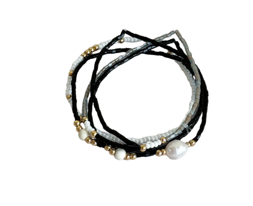 Untitled design (53) Black & White Stack Bracelets - Image 1