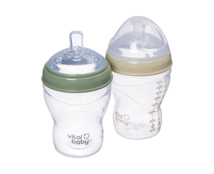 VIT445003_1 Vital Baby Nurture Breast Like Feeding Bottles - 2 Pack - Image 1