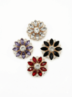 Crystal Flower Button Covers | Jewel-Tone Shirt Embellishments (2.5 cm) Brooch
