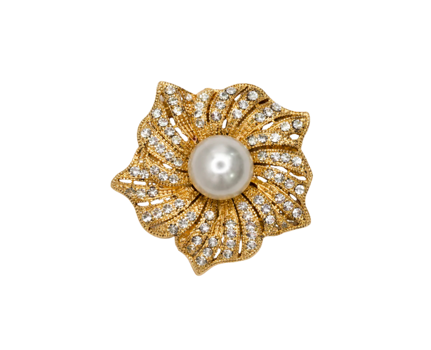 puzzle games, construction toys, educational toys, model building, creative hobbies, brain teaser, family activities, collectible decor Elegant Pearl Center Floral Brooch With Rhinestones - Image 1