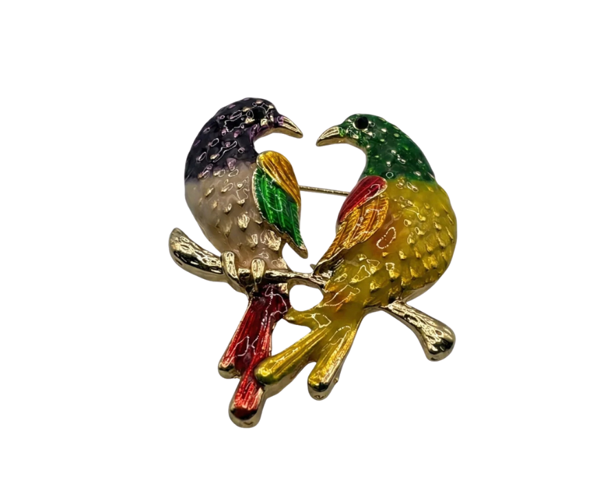 puzzle games, construction toys, educational toys, model building, creative hobbies, brain teaser, family activities, collectible decor Colorful Lovebirds Enamel Brooch - Image 1