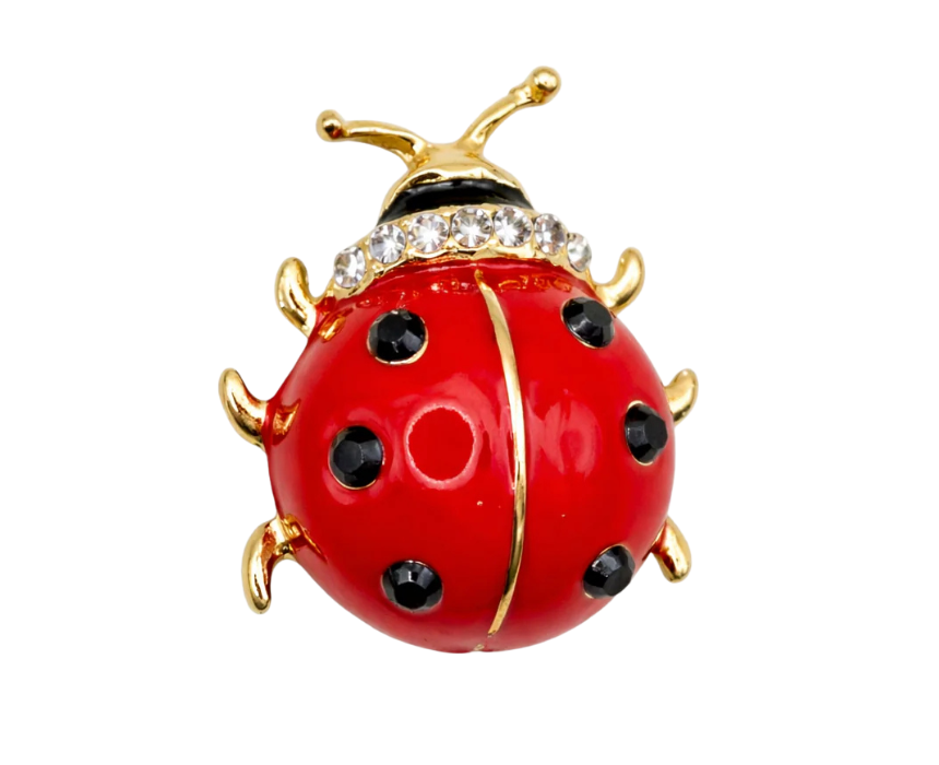 puzzle games, construction toys, educational toys, model building, creative hobbies, brain teaser, family activities, collectible decor Lucky Ladybug Enamel Brooch Red Beetle Pin With Crystal Collar - Image 1