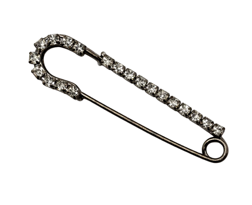 puzzle games, construction toys, educational toys, model building, creative hobbies, brain teaser, family activities, collectible decor Gunmetal Crystal Lined Safety Pin Brooch Edgy Minimalist Kilt Pin - Image 1