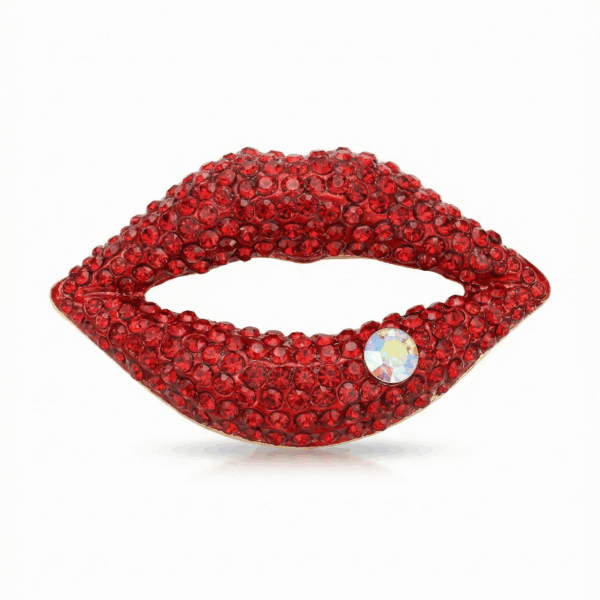 Sparkling "Kiss" Brooch with Crystal Accents