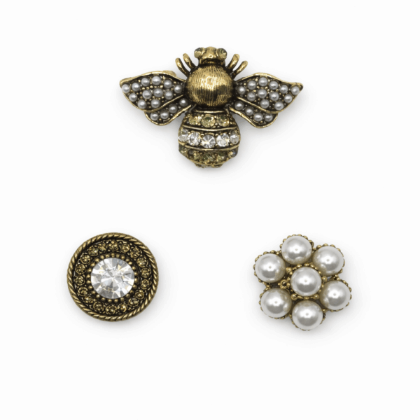 Vintage Style Bee & Pearl Brooch Set (Set of 3)