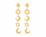 Celestial Moon And Sun Goddess Dangling Earrings - Image 