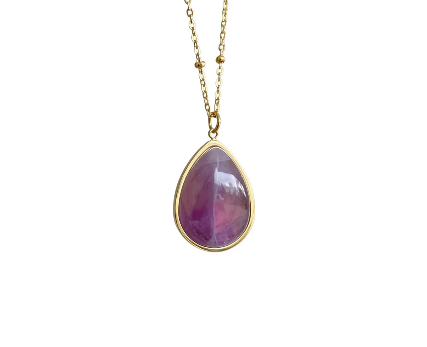 1 Purple Gemstone Pendant Necklace - Image 1