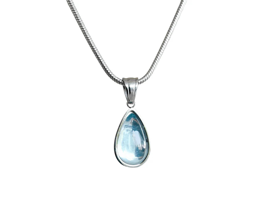 1 Blue Sea Drop Crystal Pendant Necklace - Image 1