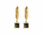 Square Stone Huggies Earrings - Image 