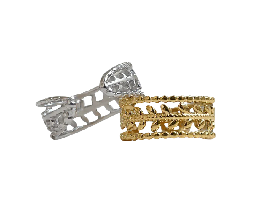 1 Roman Goddess Leaf Adjustable Ring - Image 1