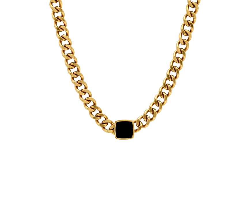 1 The Black Stone Chain Necklace - Image 1