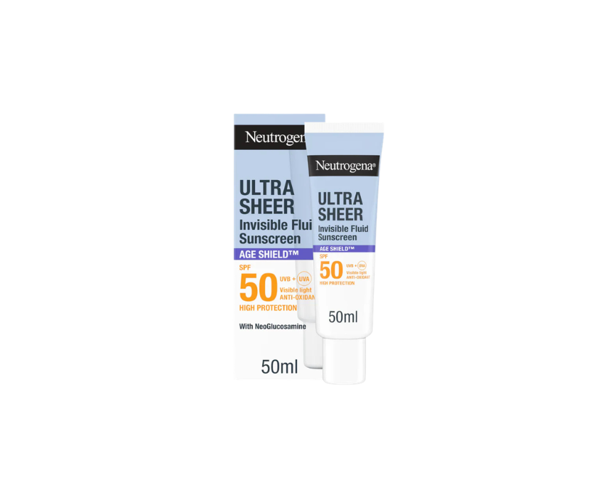1 Ultra Sheer Invisible Fluid Sunscreen Age Shield Neutrogena SPF50 - Image 1