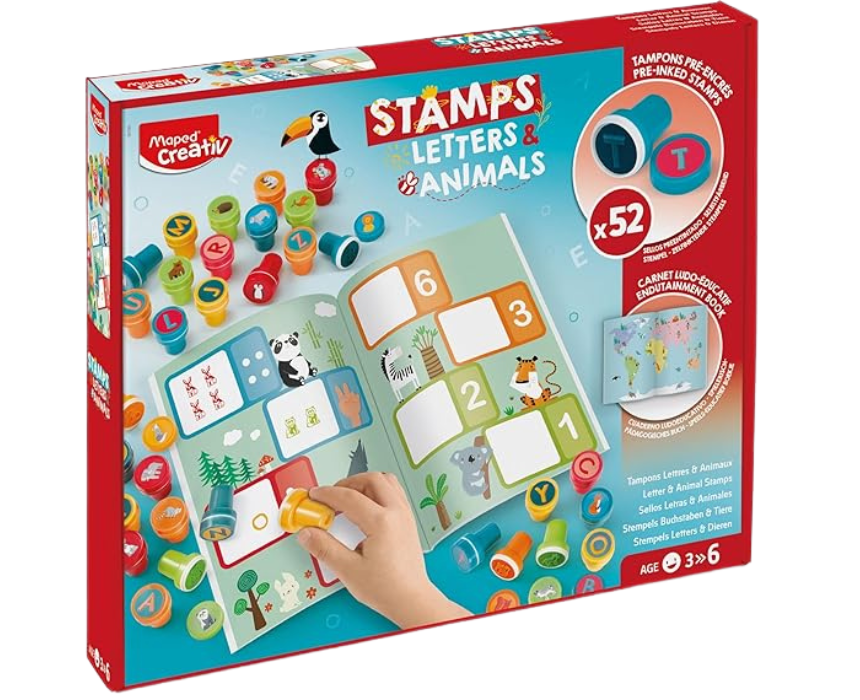 1 Kids Stamps Craft Set Letters Animals Maped - Image 1