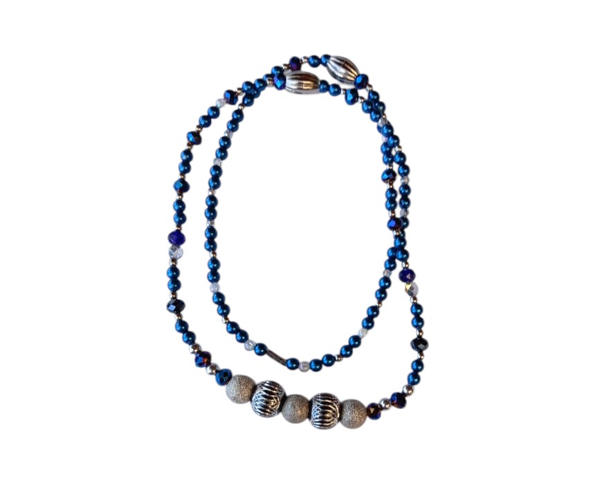 10 Navy Blue Silver Necklace - Image 1