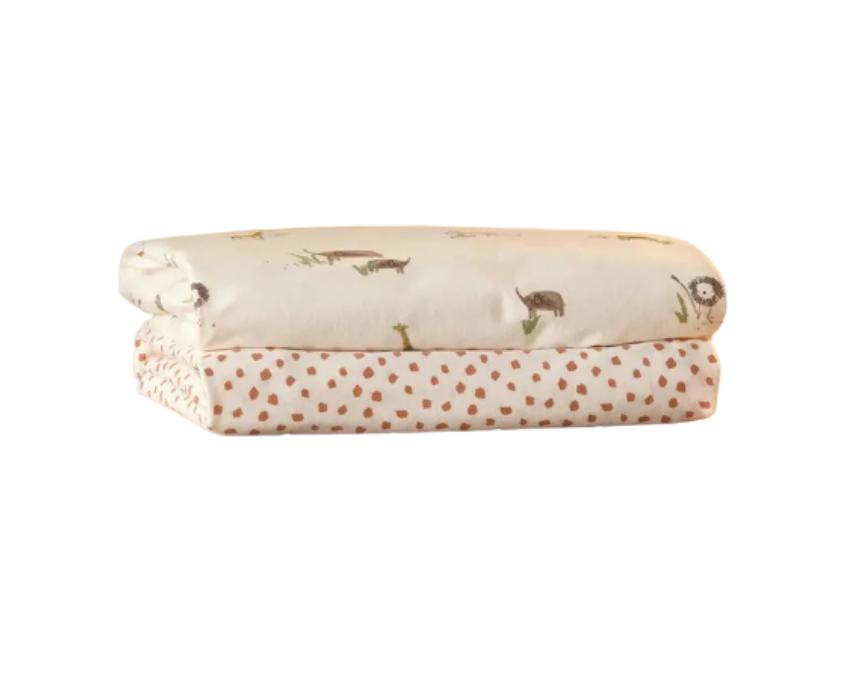 115 Cotbed Jungle Fitted Baby Sheets Pack - Image 1