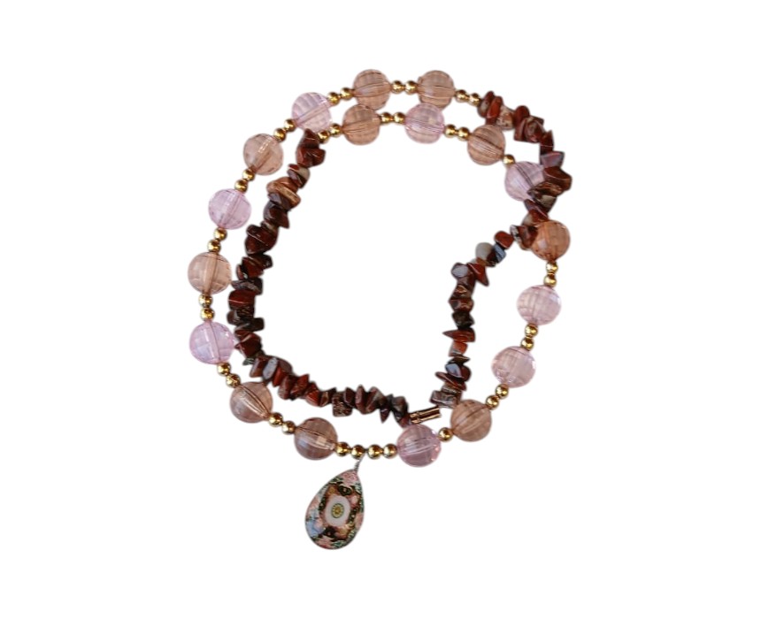 16 Brown Green Stone Necklace - Image 1